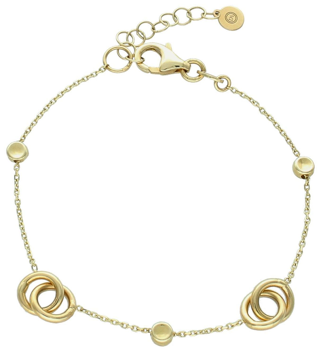 Bransoletka złota kółeczka próba 585, B RE 436 0507 Złota bransoletka wykonana z 14 karatowego żółtego złota. Bransoletka to idealny pomysł na prezent. Złota biżuteria o oryginalnej formie kółeczek. 1.jpg